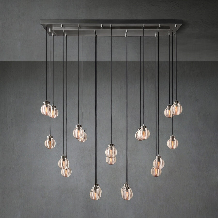 Pearl Shape Series Modern Glass Linear Chandelier Fixture