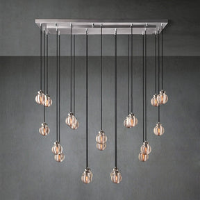 Pearl Shape Series Modern Glass Linear Chandelier Fixture