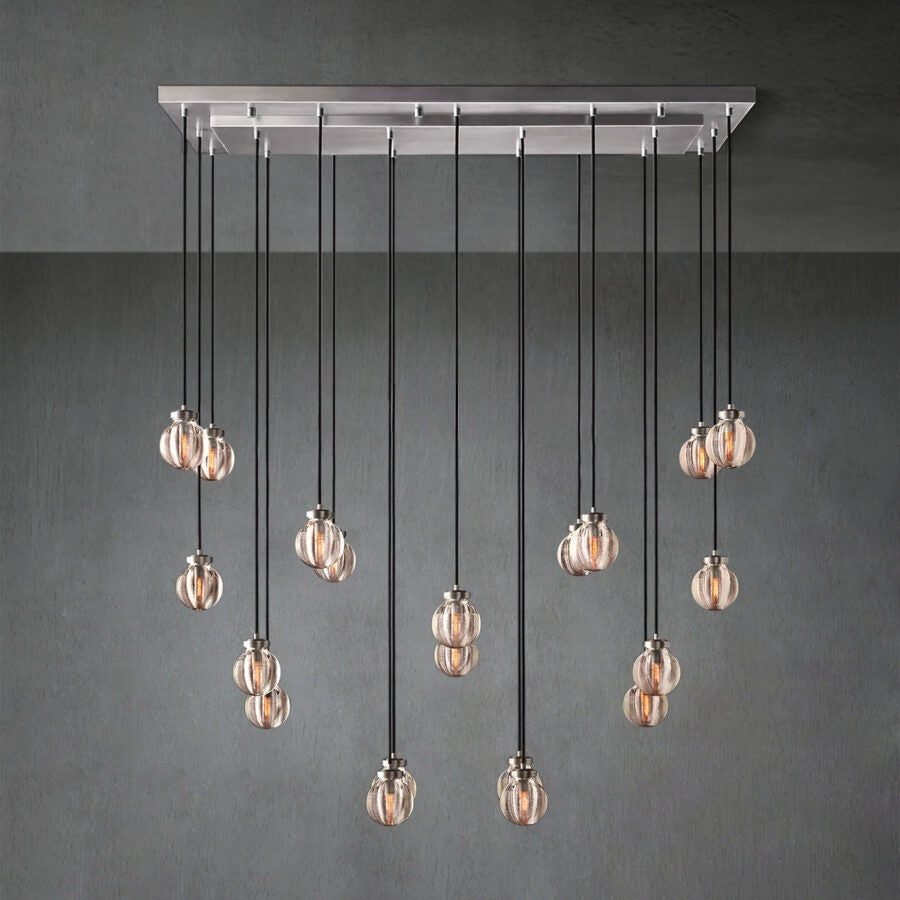 Pearl Shape Series Modern Glass Linear Chandelier Fixture