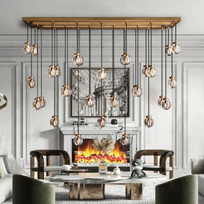 Pearl Shape Series Modern Glass Linear Chandelier Fixture