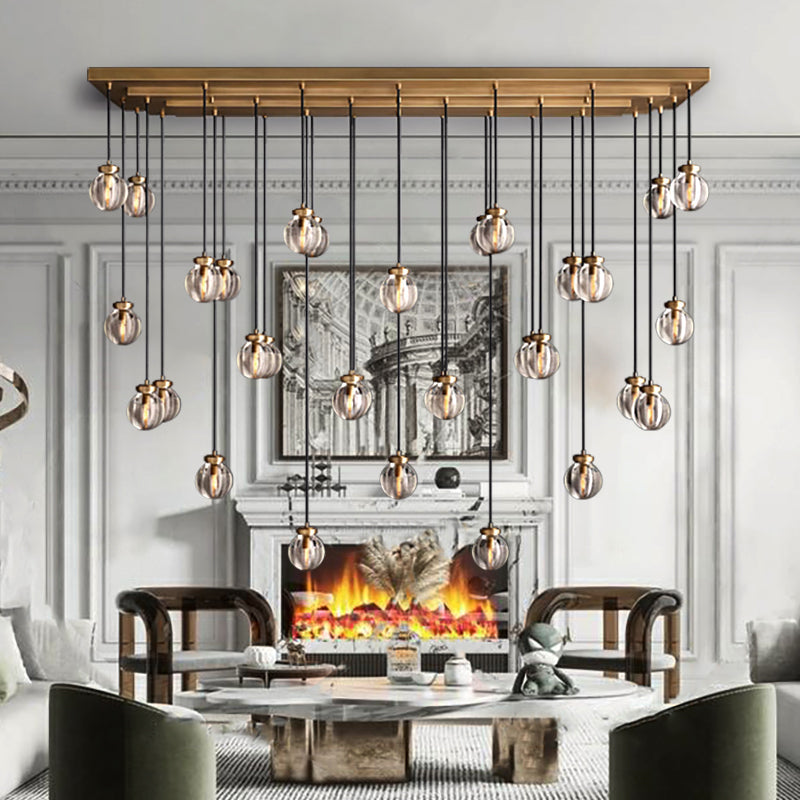 Pearl Shape Series Modern Glass Linear Chandelier Fixture