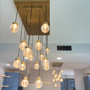 Pearl Shape Series Modern Glass Linear Chandelier Fixture