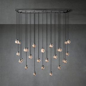 Pearl Shape Series Modern Glass Linear Chandelier Fixture