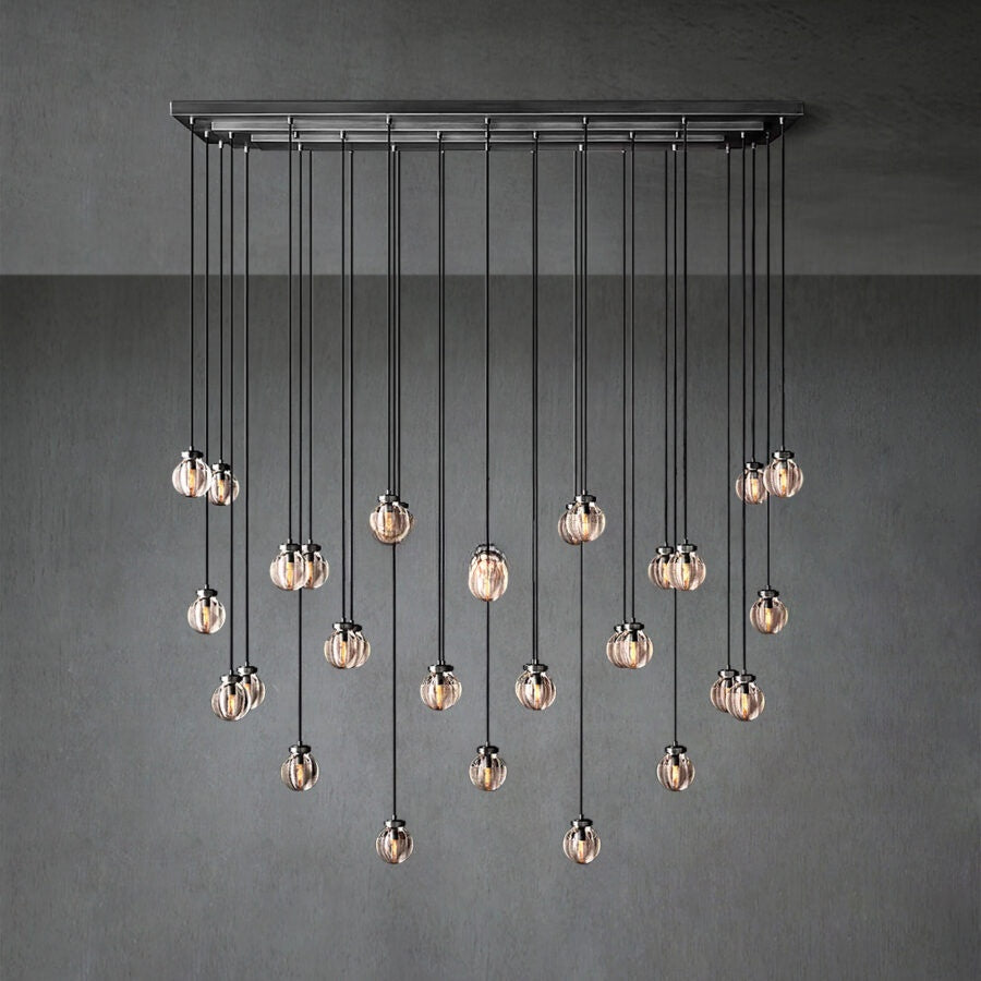 Pearl Shape Series Modern Glass Linear Chandelier Fixture