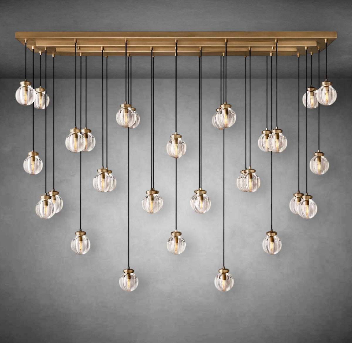 Pearl Shape Series Modern Glass Linear Chandelier Fixture