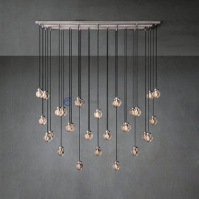 Pearl Shape Series Modern Glass Linear Chandelier Fixture