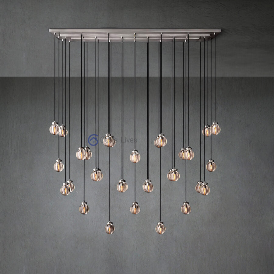 Pearl Shape Series Modern Glass Linear Chandelier Fixture