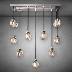 Pearl Shape Series Modern Glass Linear Chandelier Fixture