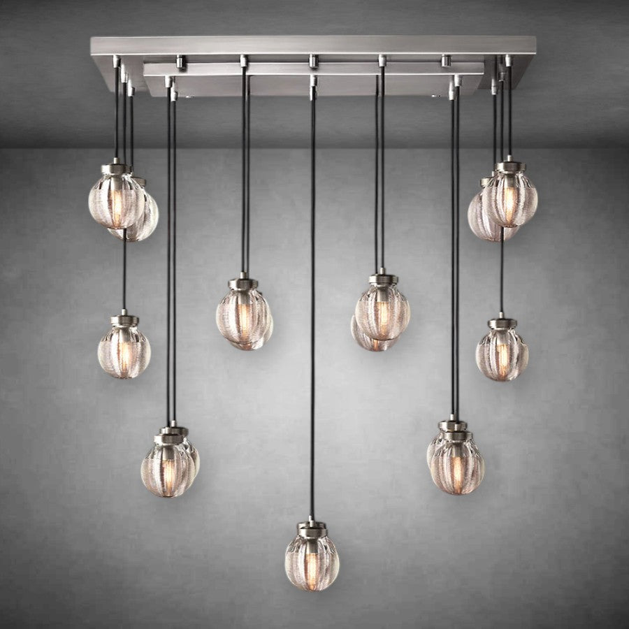 Pearl Shape Series Modern Glass Linear Chandelier Fixture