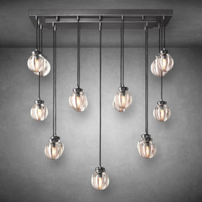 Pearl Shape Series Modern Glass Linear Chandelier Fixture