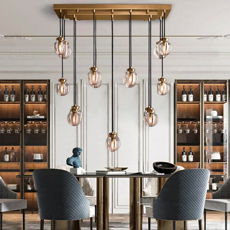 Pearl Shape Series Modern Glass Linear Chandelier Fixture