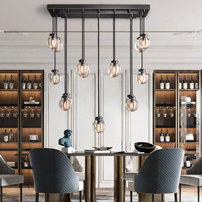 Pearl Shape Series Modern Glass Linear Chandelier Fixture