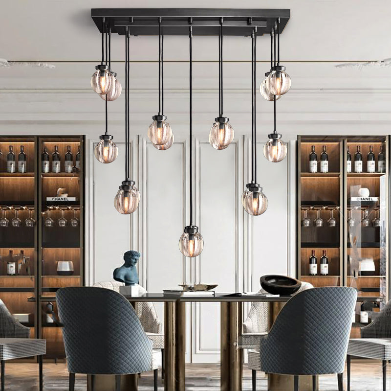 Pearl Shape Series Modern Glass Linear Chandelier Fixture