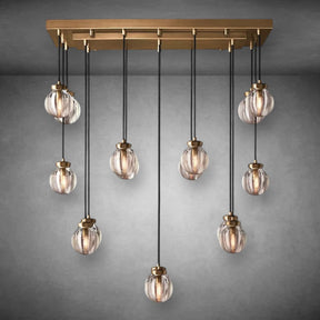 Pearl Shape Series Modern Glass Linear Chandelier Fixture