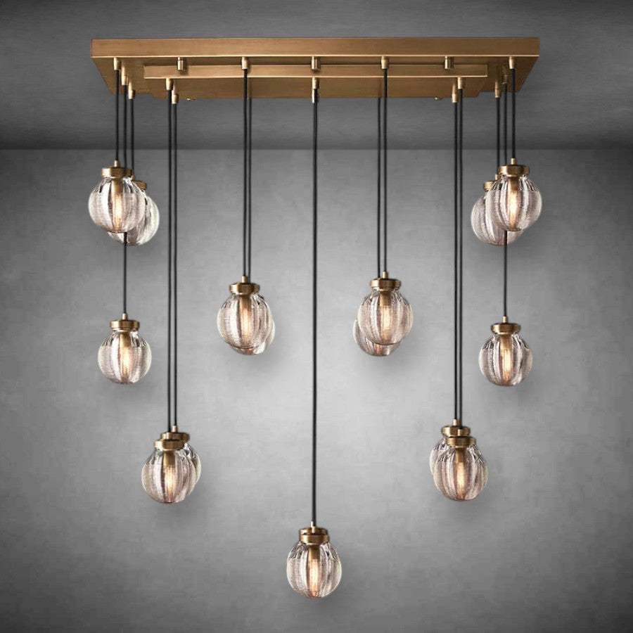 Pearl Shape Series Modern Glass Linear Chandelier Fixture