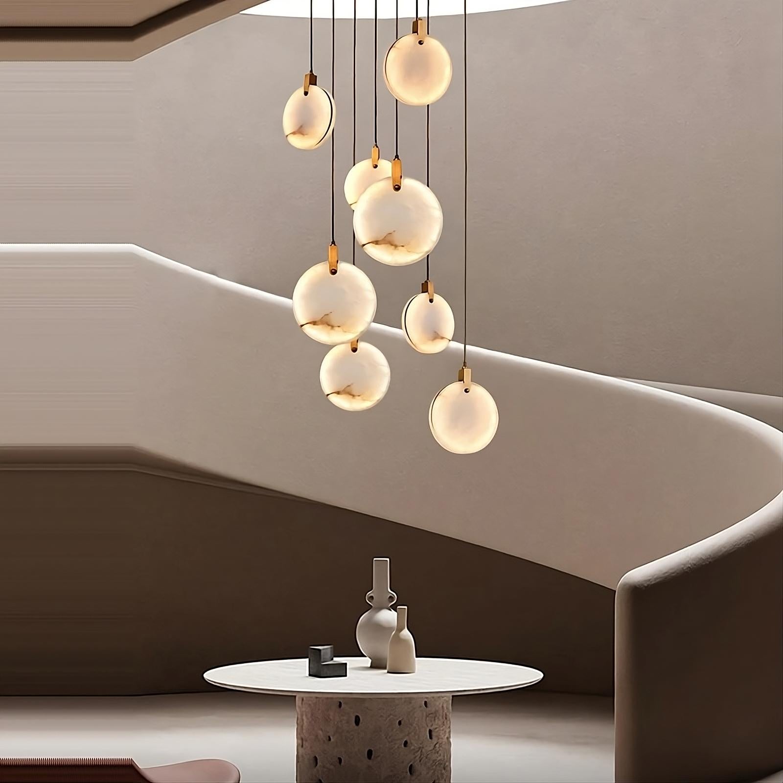 buyMoonshade Marble Disc Chandelier - Morsale