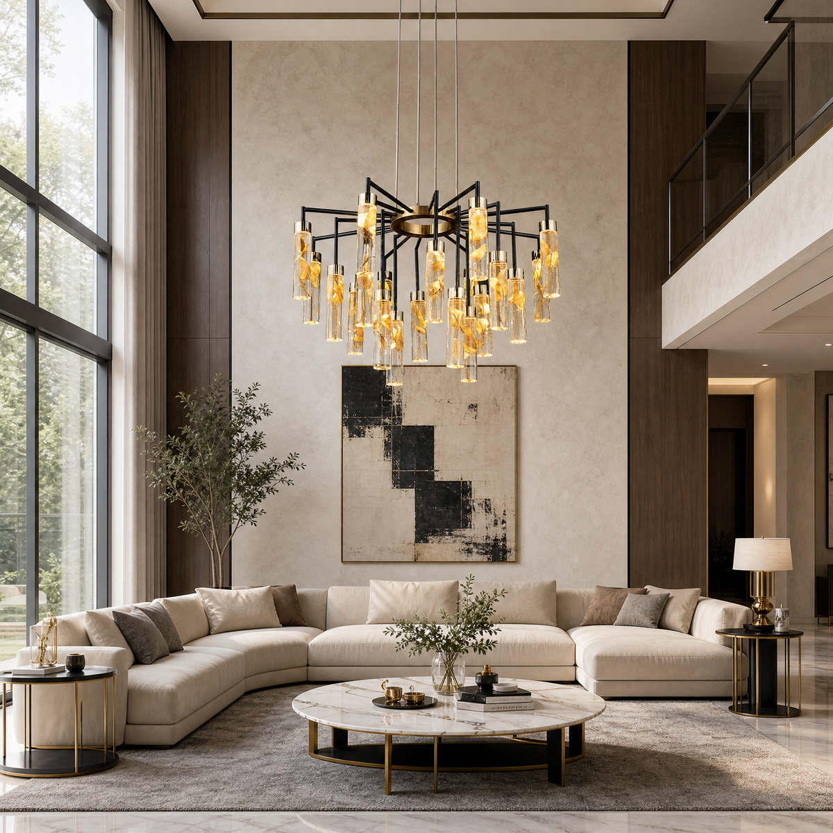Phoenix Tree Modern Sculptural Ring Chandelier