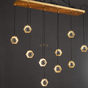 Planets Modern Linear Glass Chandelier W 54" 72''