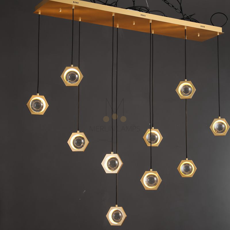 Planets Modern Linear Glass Chandelier W 54" 72''
