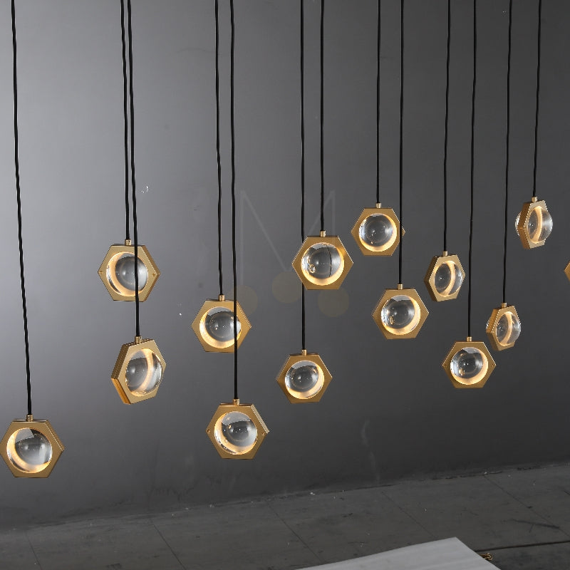 Planets Modern Linear Glass Chandelier W 54" 72''