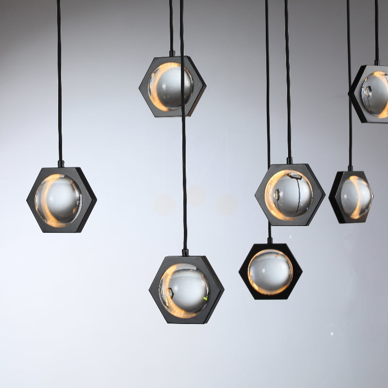 Planets Modern Linear Glass Chandelier W 54" 72''