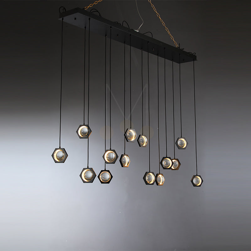 Planets Modern Linear Glass Chandelier W 54" 72''