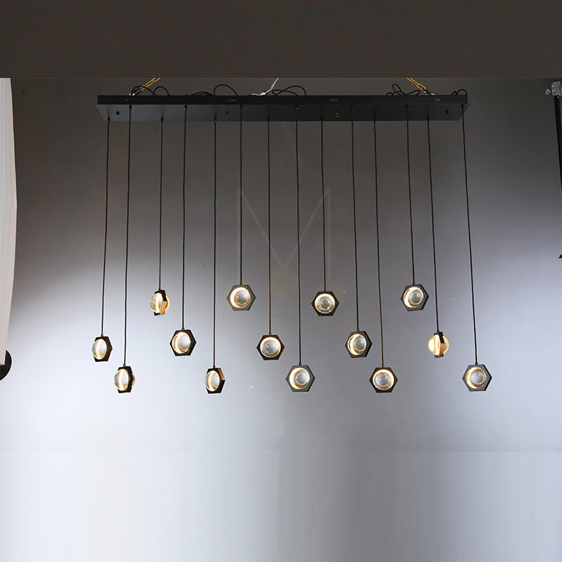 Planets Modern Linear Glass Chandelier W 54" 72''