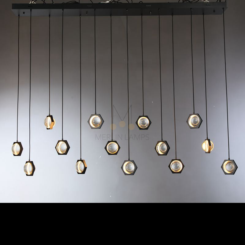 Planets Modern Linear Glass Chandelier W 54" 72''