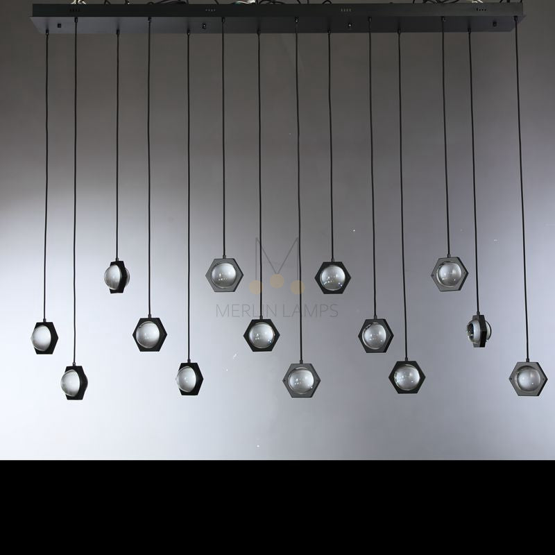 Planets Modern Linear Glass Chandelier W 54" 72''