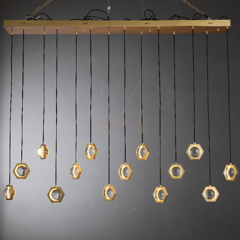 Planets Modern Linear Glass Chandelier W 54" 72''