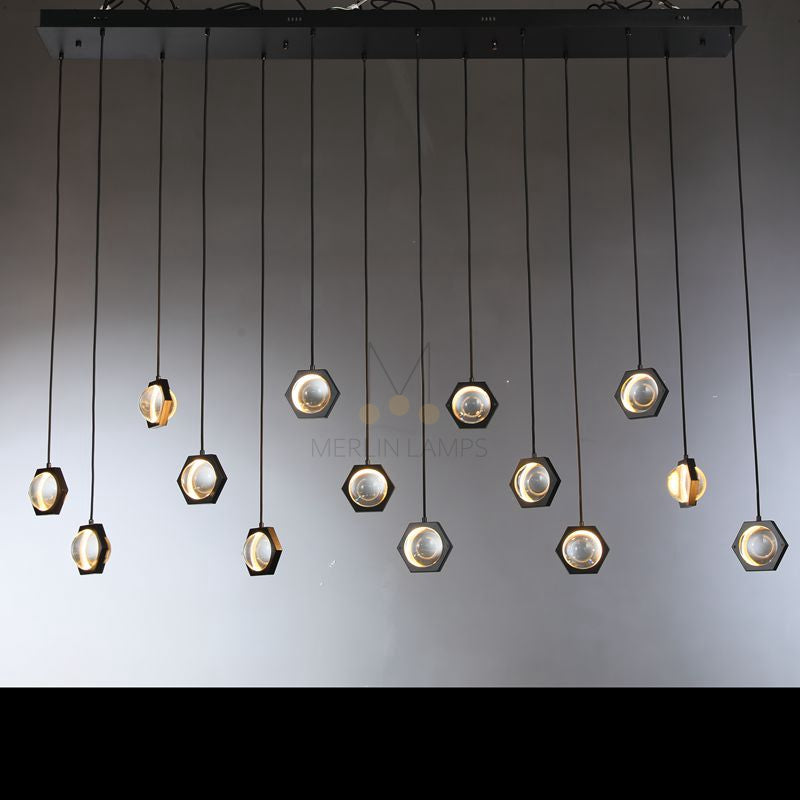 Planets Modern Linear Glass Chandelier W 54" 72''