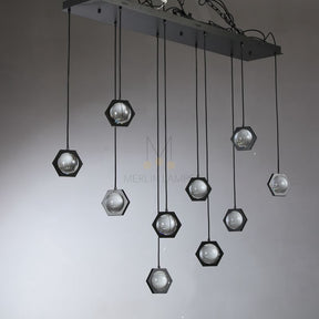 Planets Modern Linear Glass Chandelier W 54" 72''