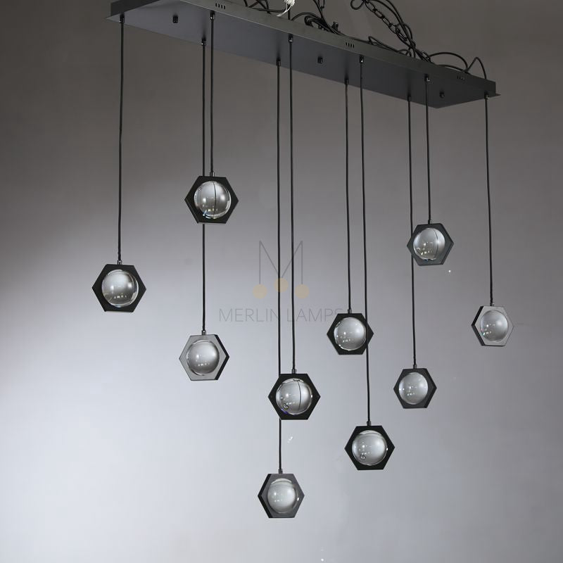 Planets Modern Linear Glass Chandelier W 54" 72''