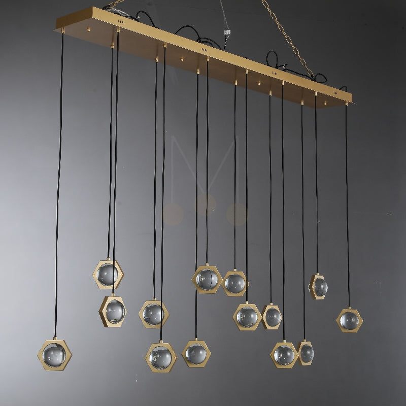 Planets Modern Linear Glass Chandelier W 54" 72''