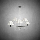 Polara white linen Chandelier(Blackened Brass)