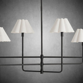 Polara white linen Chandelier(Blackened Brass)