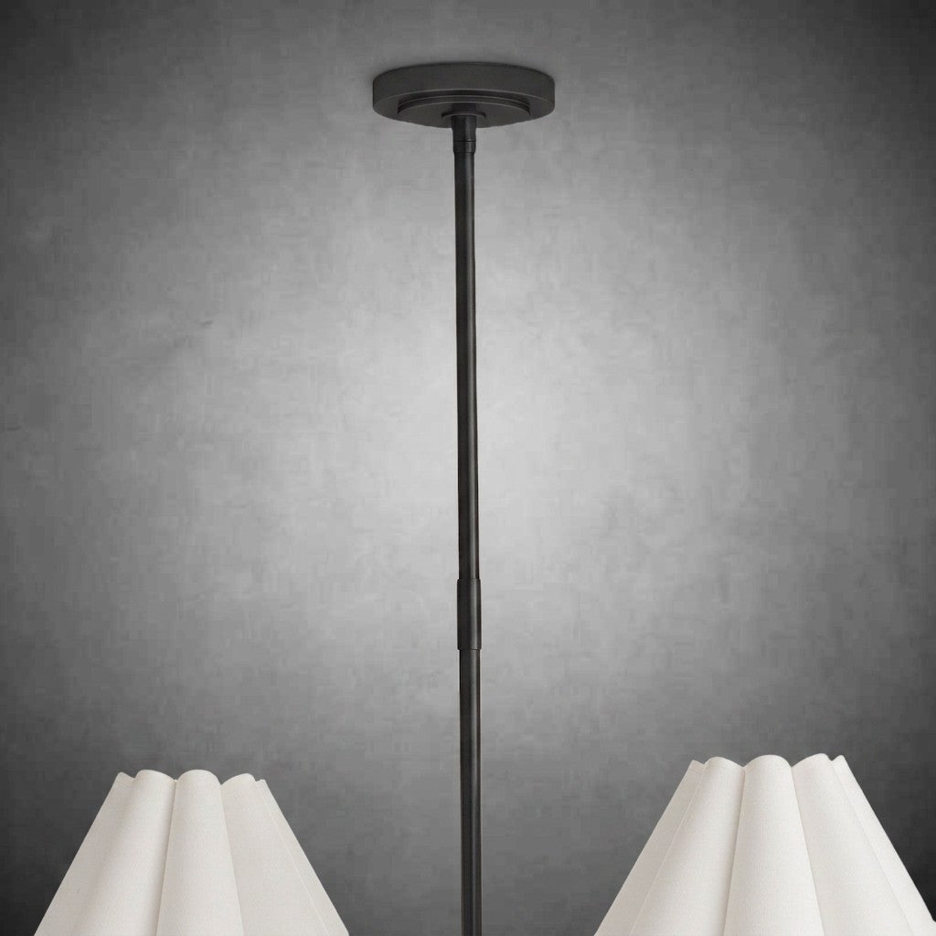 Polara white linen Chandelier(Blackened Brass)