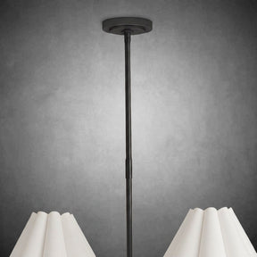 Polara white linen Chandelier(Blackened Brass)
