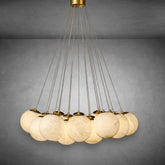Post Modern Alabaster Globe Ceiling Pendant Light, Alabaster Chandelier Over Dining Table