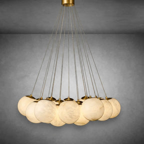 Post Modern Alabaster Globe Ceiling Pendant Light, Alabaster Chandelier Over Dining Table