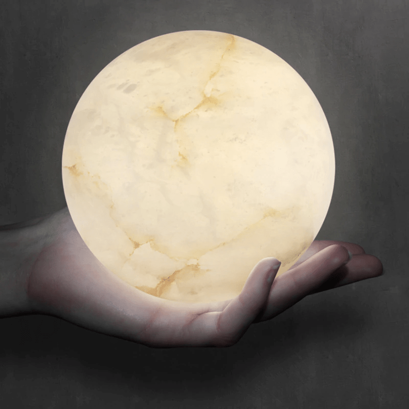 Post Modern Alabaster Globe Ceiling Pendant Light, Alabaster Chandelier Over Dining Table - 19 BallsBlushlighting