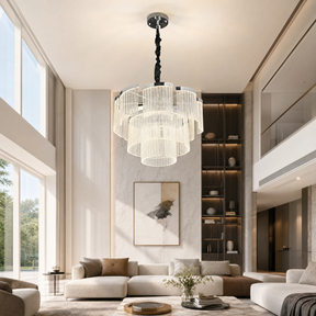 Prismata Crystal Modern Sculptural Ring Chandelier - scene