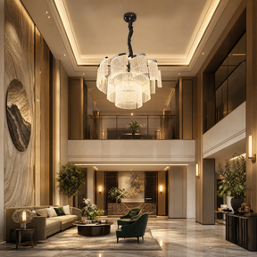 Prismata Crystal Modern Sculptural Ring Chandelier - scene