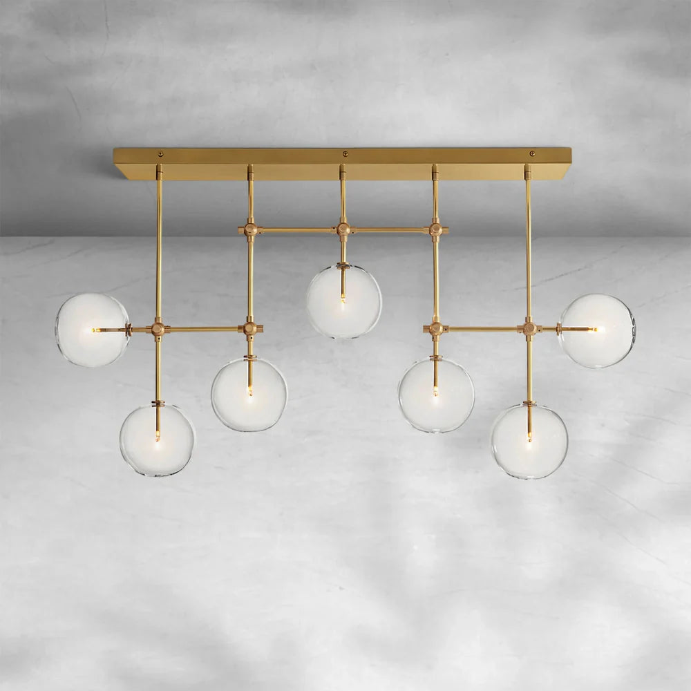 Glass Globe Mobile Linear Chandelier 60" 72"