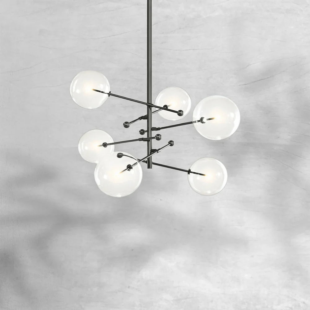 Glass Globe Mobile Six-Arm Chandelier 55"