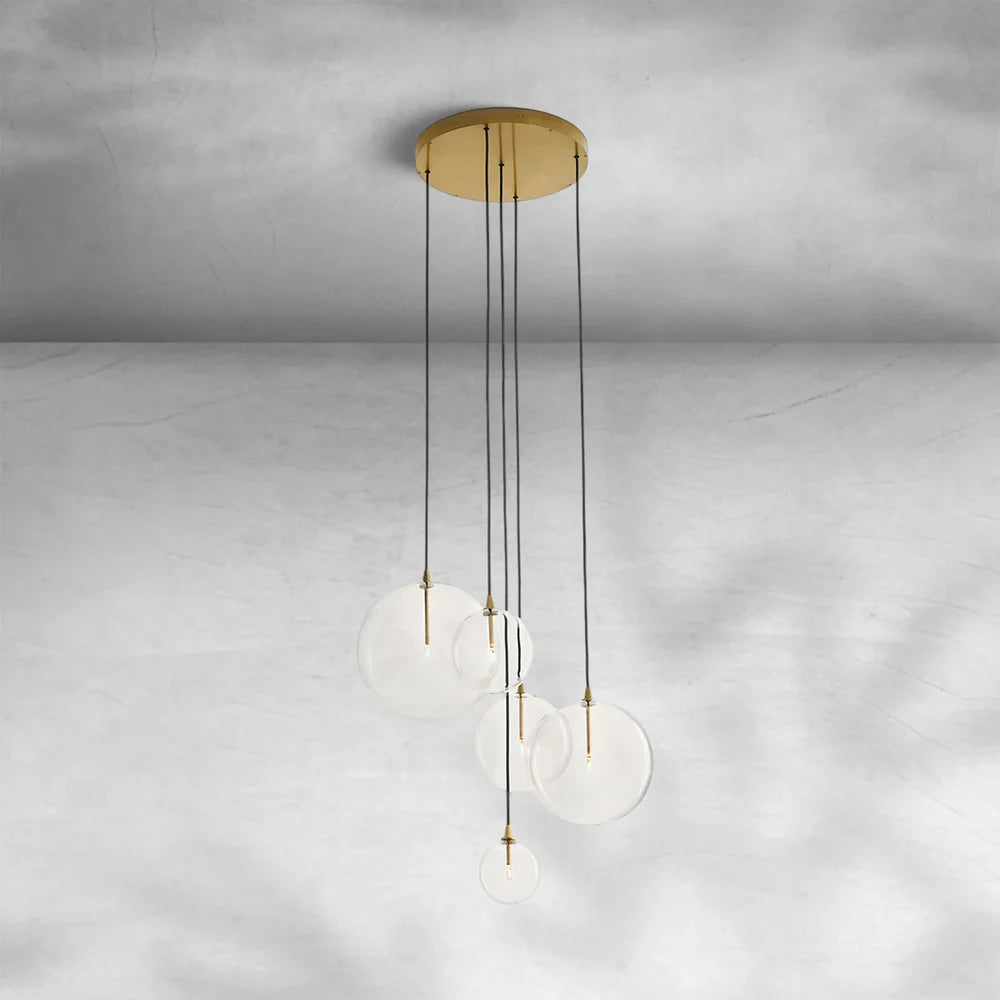 Glass Globe Mobile Cluster Chandelier 28" 44"