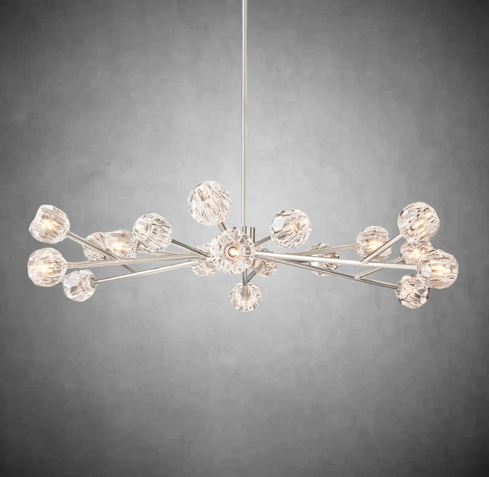 Kristal Modern Clear Crystal Round Chandelier Over Dining Table