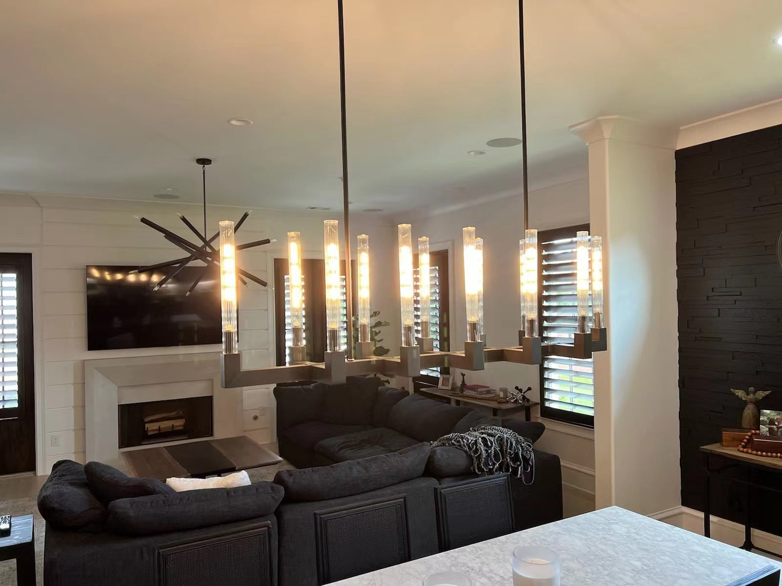 Pulse Candlestick Glass Linear Chandelier