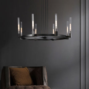 Pulse Candlestick Glass Round Chandelier