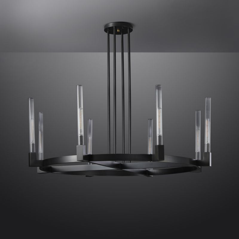 Pulse Candlestick Glass Round Chandelier